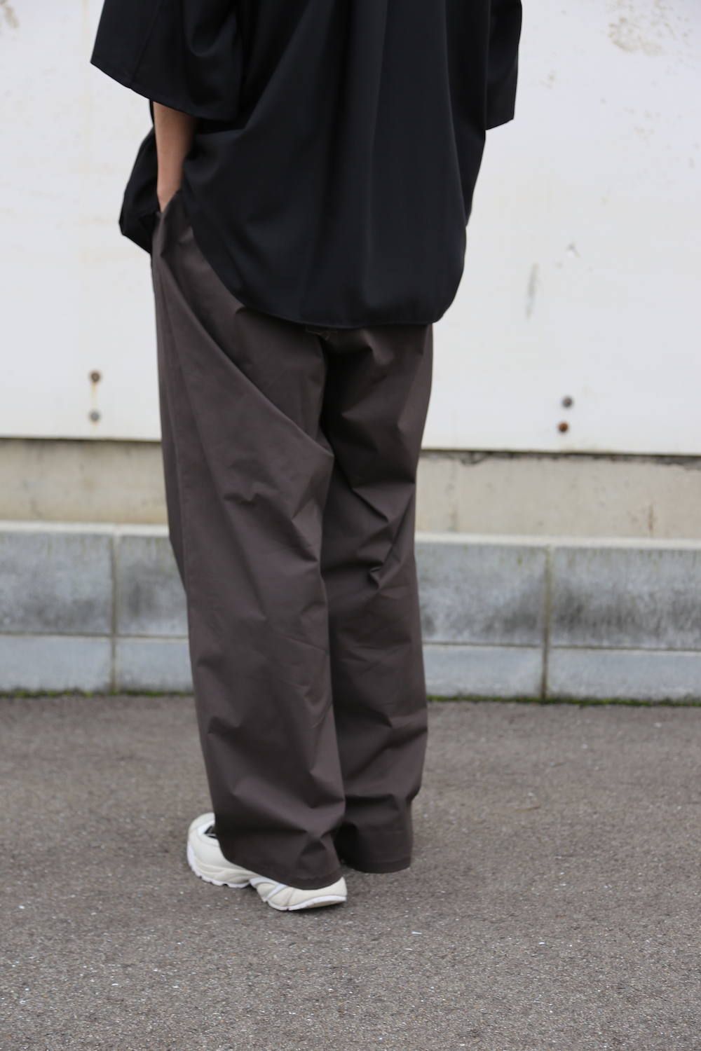 Graphpaper Silk Wool Stand Collar York Short Sleeve Shirt"BLACK"Style.2020.1.25.