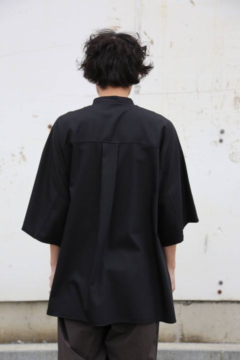 Graphpaper Silk Wool Stand Collar York Short Sleeve Shirt"BLACK"Style.2020.1.25.