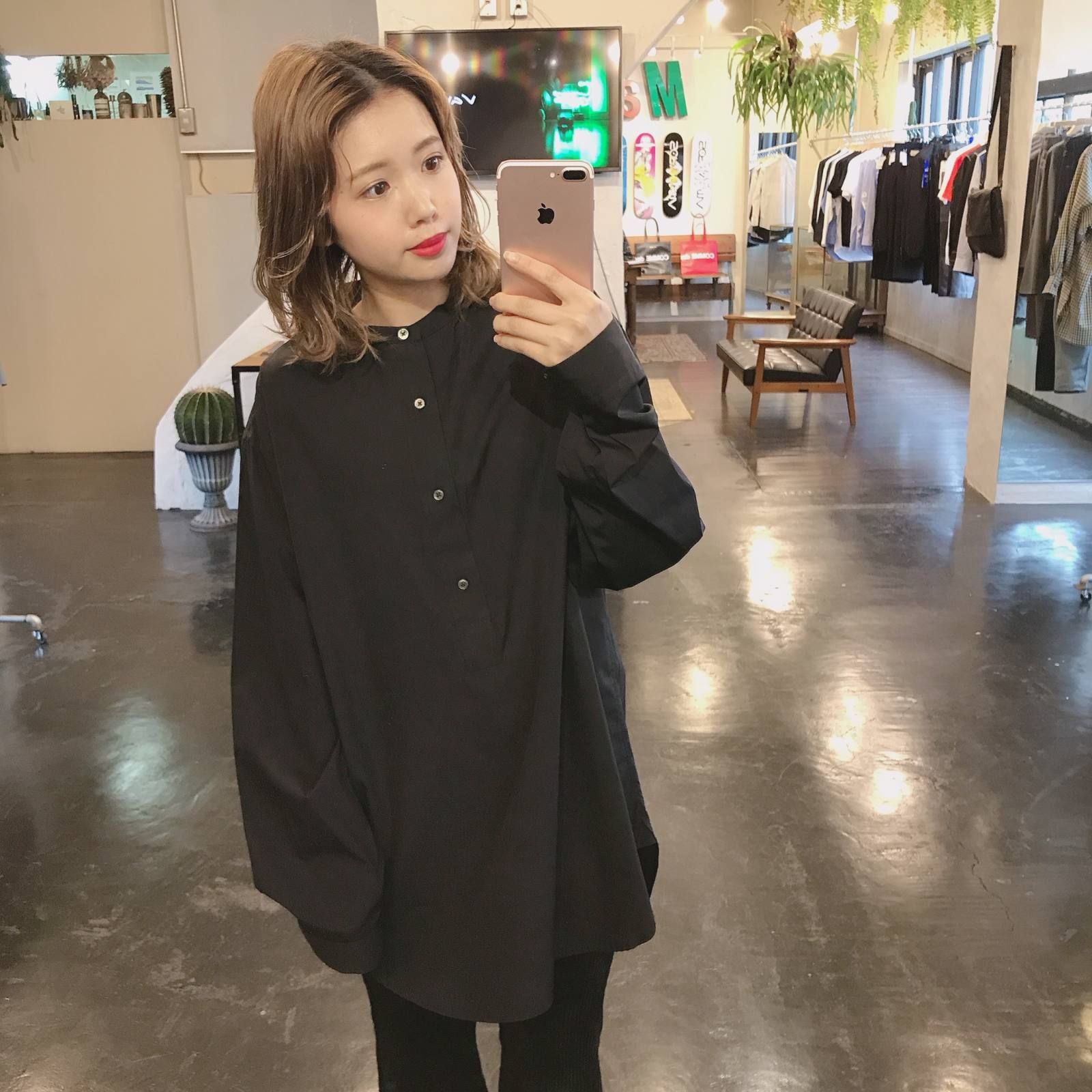 Graphpaper  Broad Band Collar Shirt"BLACK"style.2020.1.21