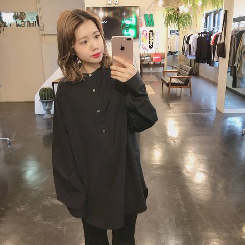 Graphpaper  Broad Band Collar Shirt"BLACK"style.2020.1.21