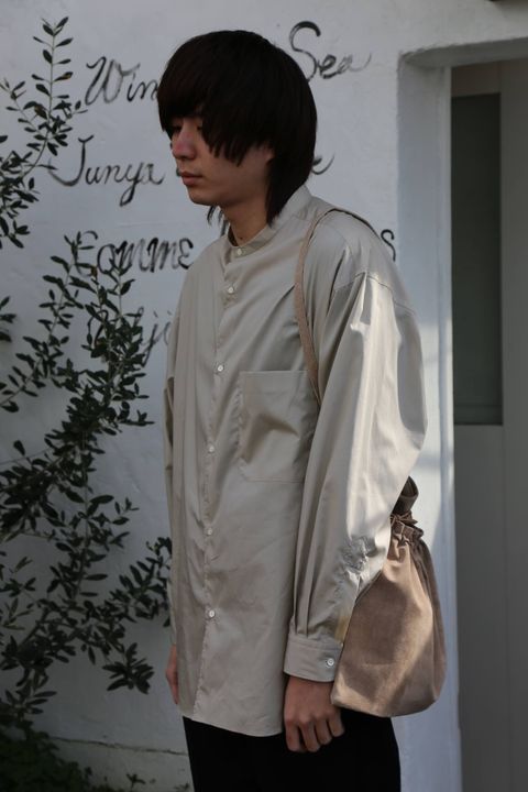 Graphpaper Broad L/S Oversized Band Collar Shirt"BEIGE"Style.2020.1.31.