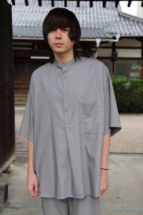 Graphpaper  Silk Wool Stand Collar York Short Sleeve Shirt"GRAY"SETUPstlye.2020.1.25