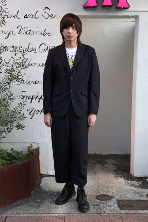 COMME des GARCONS HOMME ウールモヘアトロ×メッシュジャケット"NAVY"スタイル2020.1.12.
