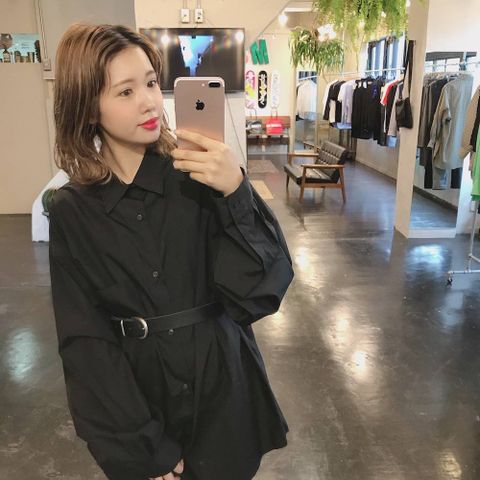 Graphpaper   Broad L/S Regular Collar Oversized Shirt"BLACK"stlye.2020.1.21