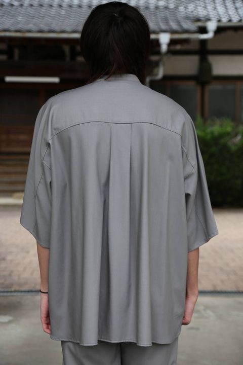 Graphpaper  Silk Wool Stand Collar York Short Sleeve Shirt"GRAY"SETUPstlye.2020.1.25