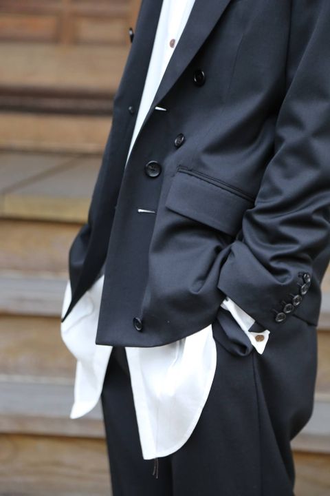 sulvam Button's single JKT& no-tuck flap PT"BLACK"SET UP Style.2020.1.7.