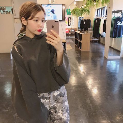 JieDa  SHORT HOODIE"BLACK"stlye.2020.1.8