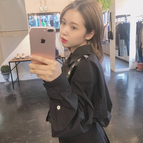 JieDa  SWITCHING SHIRT"BLACK"stlye.2020.1.15
