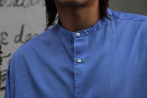 Graphpaper Broad L/S Oversized Band Collar Shirt"BLUE"style.2020.1.19.