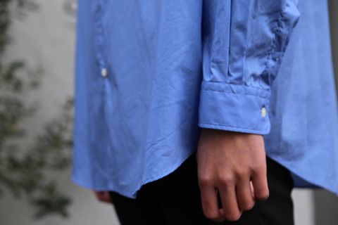 Graphpaper Broad L/S Oversized Band Collar Shirt"BLUE"style.2020.1.19.