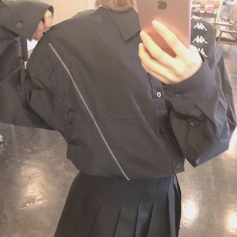 JieDa  SWITCHING SHIRT"BLACK"stlye.2020.1.15