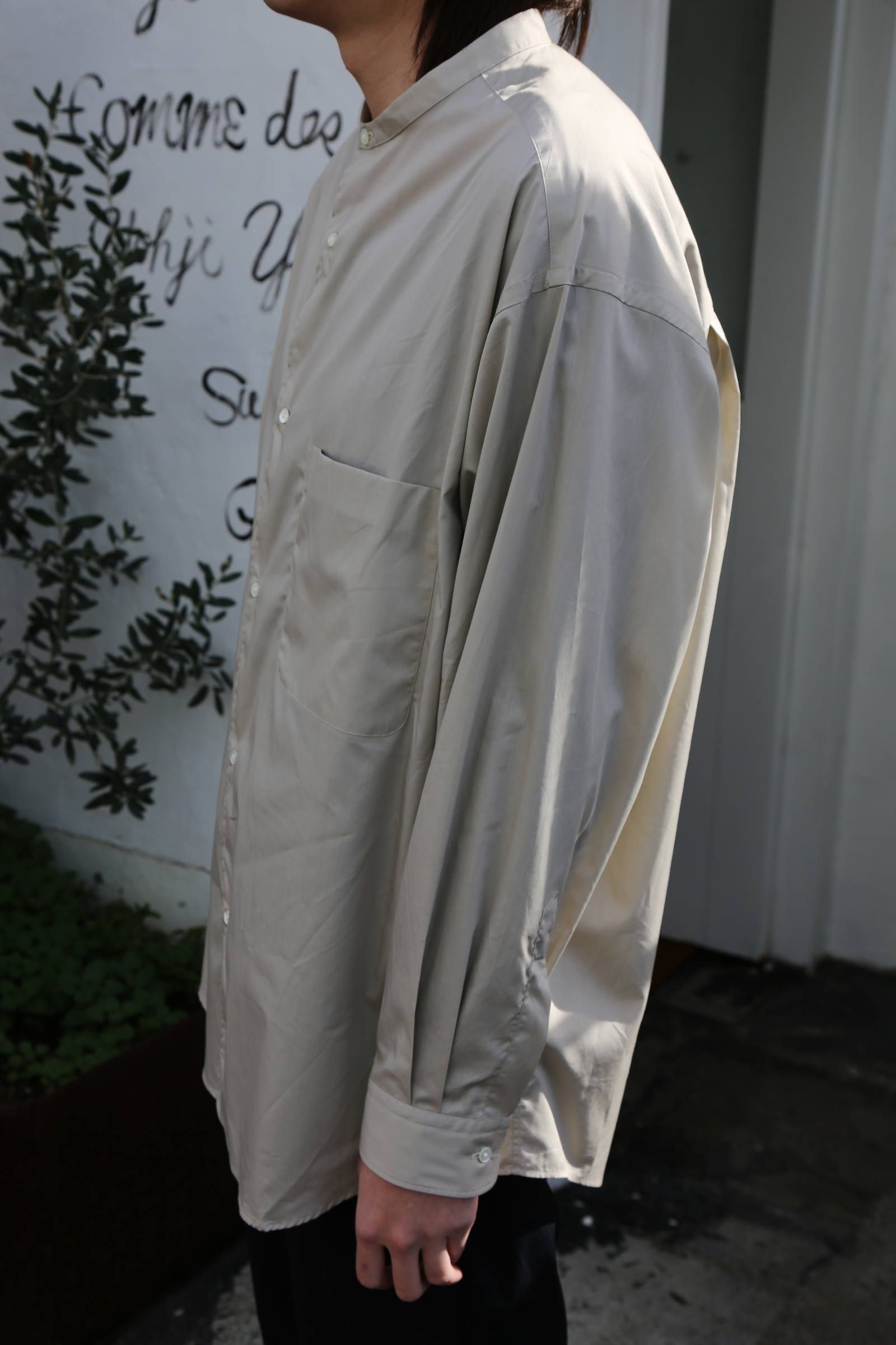 Graphpaper Broad L/S Oversized Band Collar Shirt"BEIGE"Style.2020.1.31.