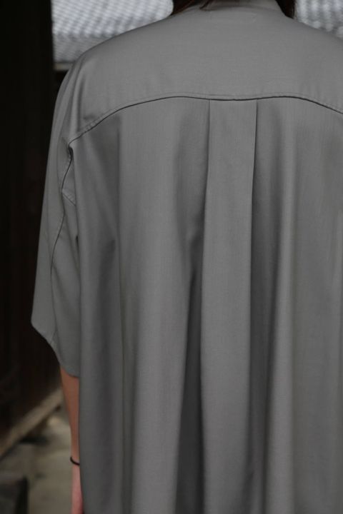 Graphpaper  Silk Wool Stand Collar York Short Sleeve Shirt"GRAY"SETUPstlye.2020.1.25