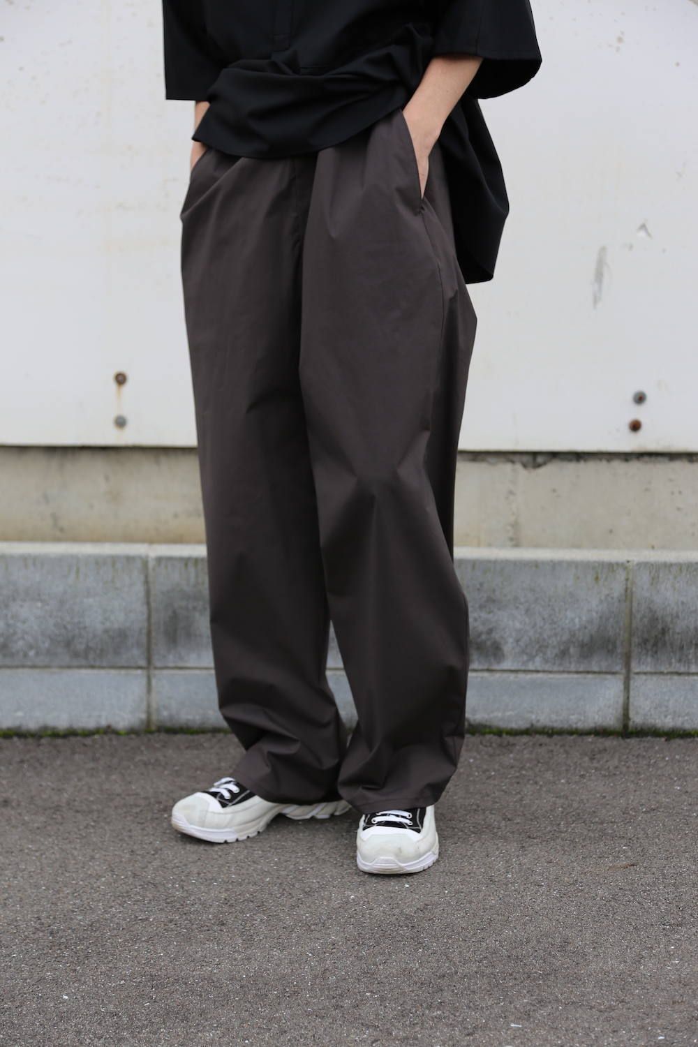 Graphpaper Silk Wool Stand Collar York Short Sleeve Shirt"BLACK"Style.2020.1.25.