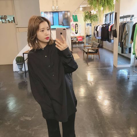Graphpaper  Broad Band Collar Shirt"BLACK"style.2020.1.21