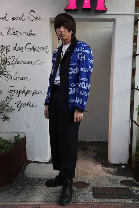 COMME des GARCONS HOMME ウールモヘアトロ×メッシュジャケット"NAVY"スタイル2020.1.12.
