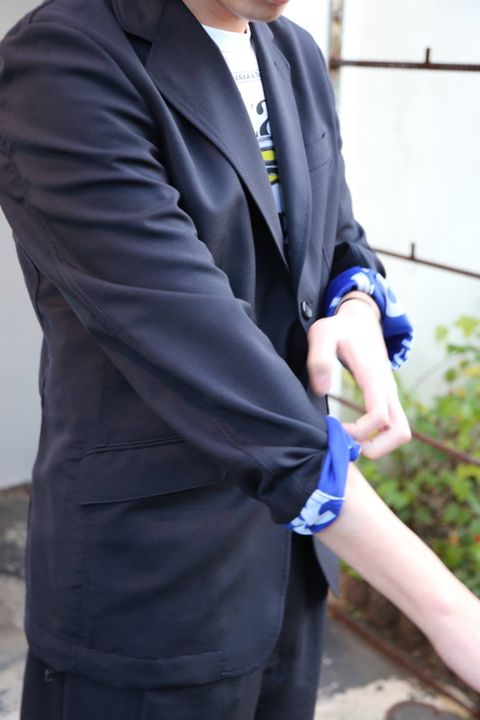 COMME des GARCONS HOMME ウールモヘアトロ×メッシュジャケット"NAVY"スタイル2020.1.12.