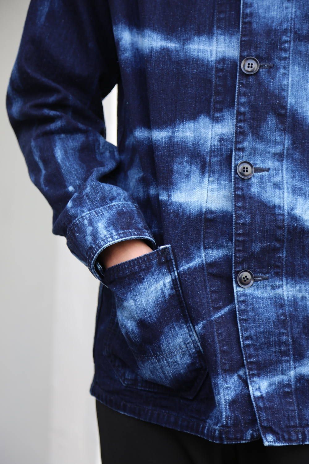 FDMTL TIE FDMTL DYE SHIBORI COVERALL "INDIGO"Style.2020.1.27.