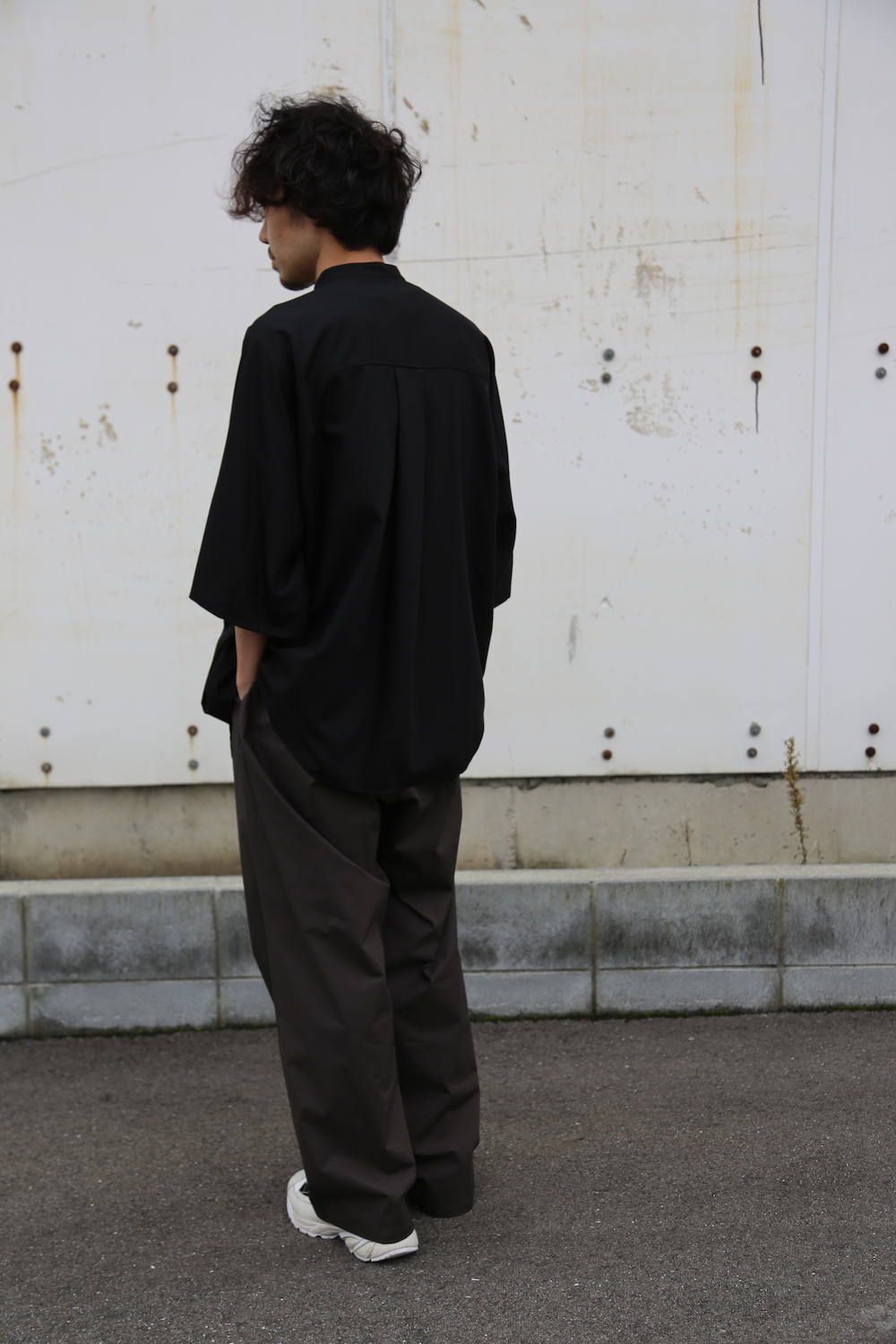 トップス Graphpaper 21SS Stand Collar S/S Shirt Graphpaper) Broad L/S Oversized Band Collar Shirt (GM251