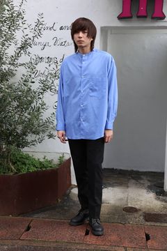 Graphpaper Broad L/S Oversized Band Collar Shirt"BLUE"style.2020.1.19.