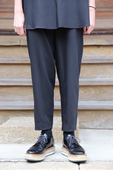 Graphpaper Silk Wool Stand Collar York Short Sleeve Shirt"BLACK"SETUP style.2020.1.25