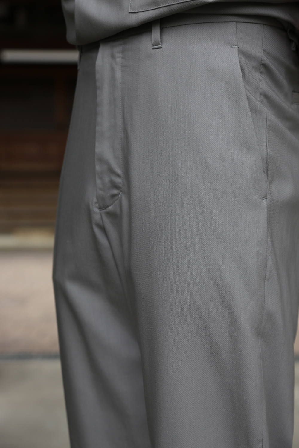Graphpaper  Silk Wool Stand Collar York Short Sleeve Shirt"GRAY"SETUPstlye.2020.1.25