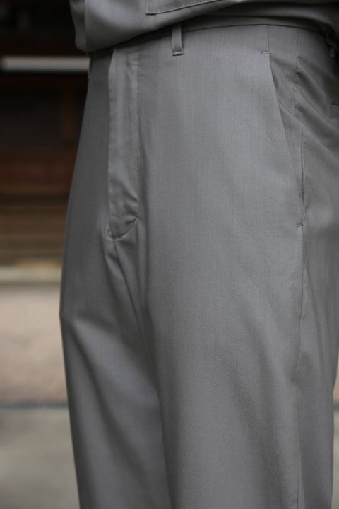 Graphpaper  Silk Wool Stand Collar York Short Sleeve Shirt"GRAY"SETUPstlye.2020.1.25