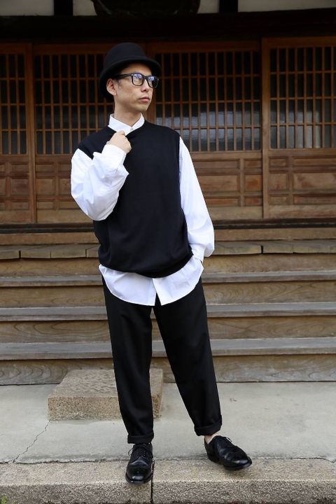 Graphpaper Suvin Vest"BLACK"スタイル.2020.1.27.