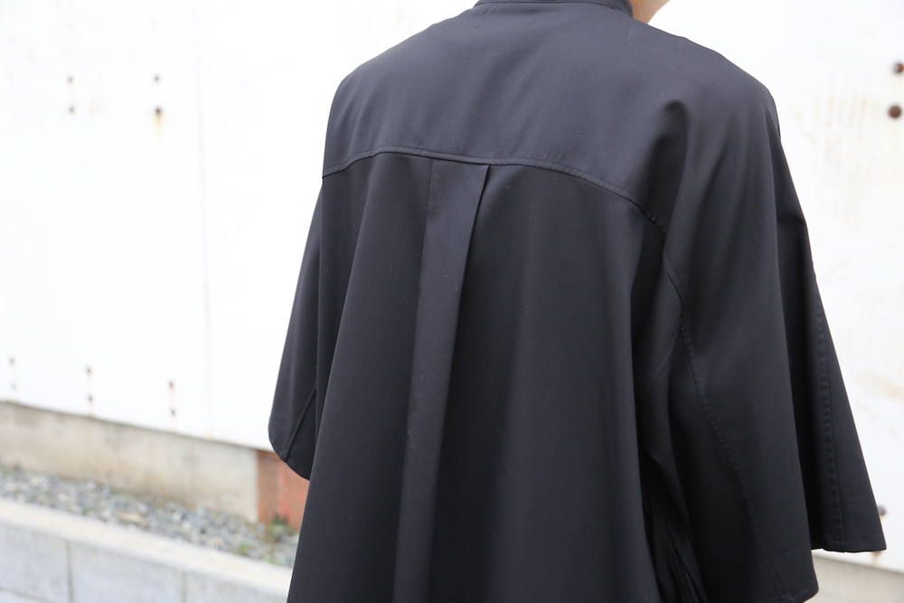 Graphpaper Silk Wool Stand Collar York Short Sleeve Shirt"BLACK"Style.2020.1.25.