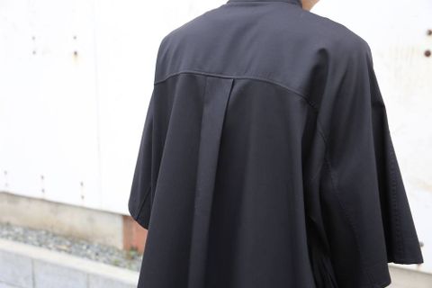 Graphpaper Silk Wool Stand Collar York Short Sleeve Shirt"BLACK"Style.2020.1.25.