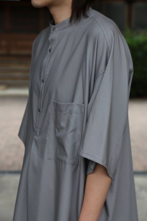 Graphpaper  Silk Wool Stand Collar York Short Sleeve Shirt"GRAY"SETUPstlye.2020.1.25