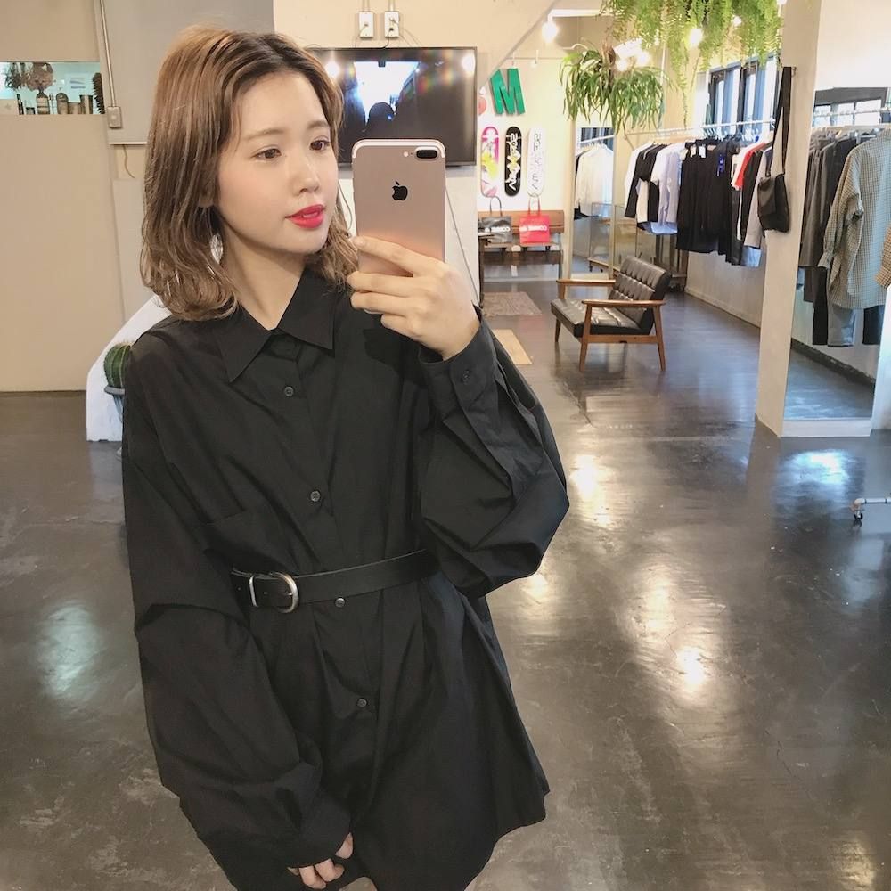 Graphpaper   Broad L/S Regular Collar Oversized Shirt"BLACK"stlye.2020.1.21