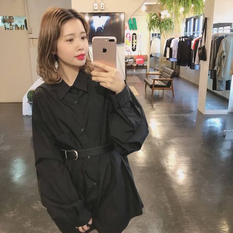 Graphpaper   Broad L/S Regular Collar Oversized Shirt"BLACK"stlye.2020.1.21