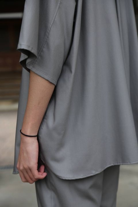 Graphpaper  Silk Wool Stand Collar York Short Sleeve Shirt"GRAY"SETUPstlye.2020.1.25