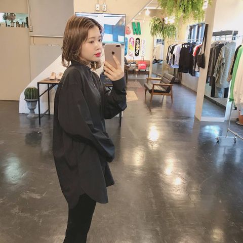 Graphpaper  Broad Band Collar Shirt"BLACK"style.2020.1.21