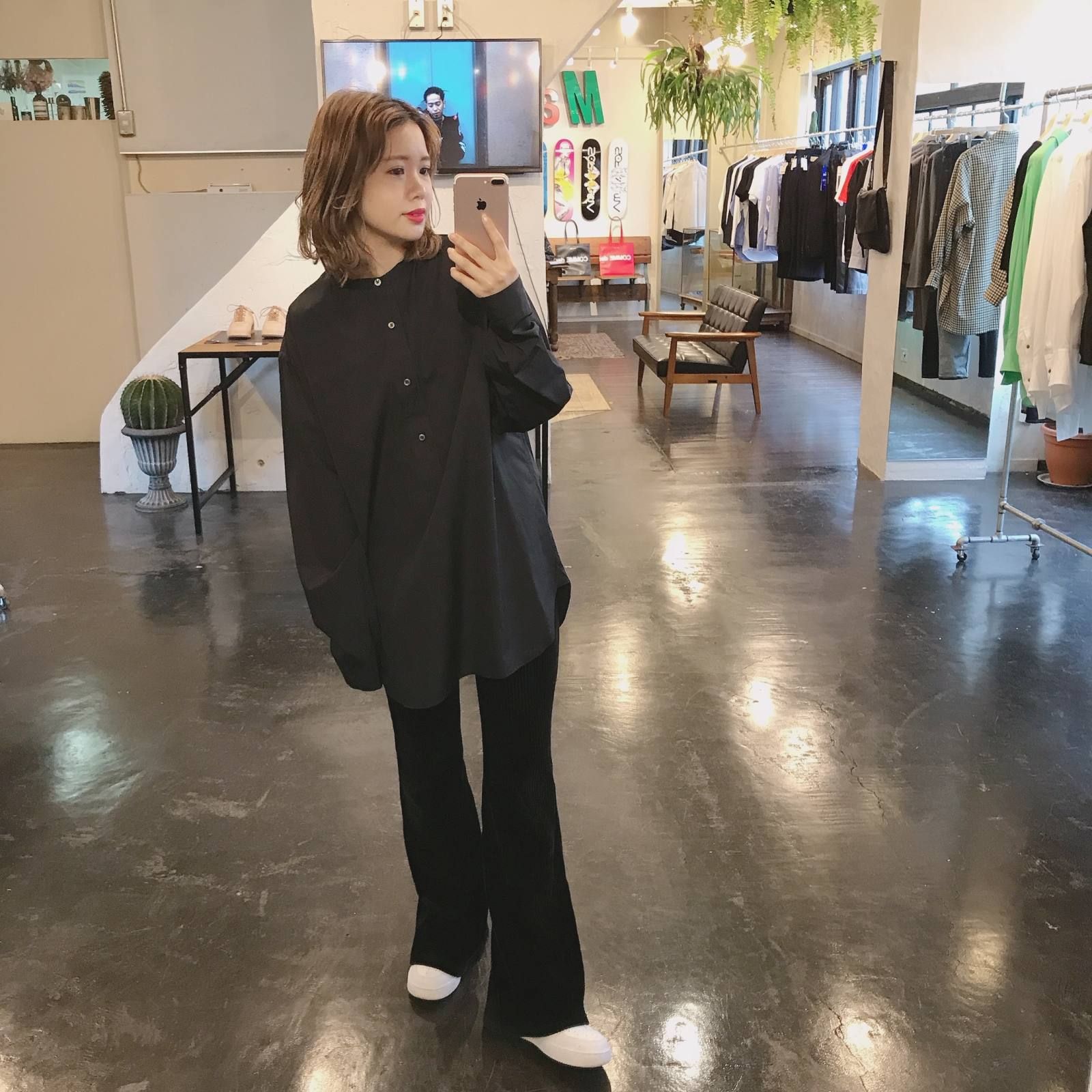 Graphpaper  Broad Band Collar Shirt"BLACK"style.2020.1.21