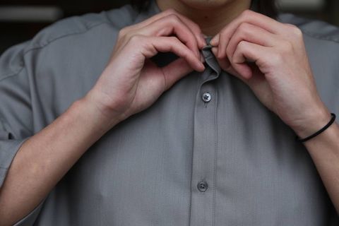 Graphpaper  Silk Wool Stand Collar York Short Sleeve Shirt"GRAY"SETUPstlye.2020.1.25