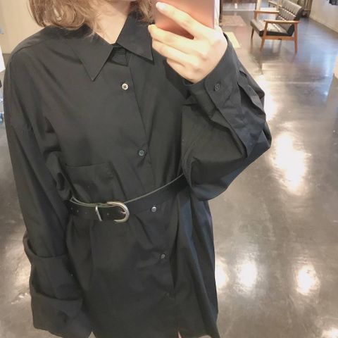 Graphpaper   Broad L/S Regular Collar Oversized Shirt"BLACK"stlye.2020.1.21
