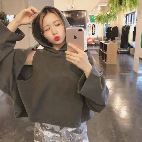 JieDa  SHORT HOODIE"BLACK"stlye.2020.1.8