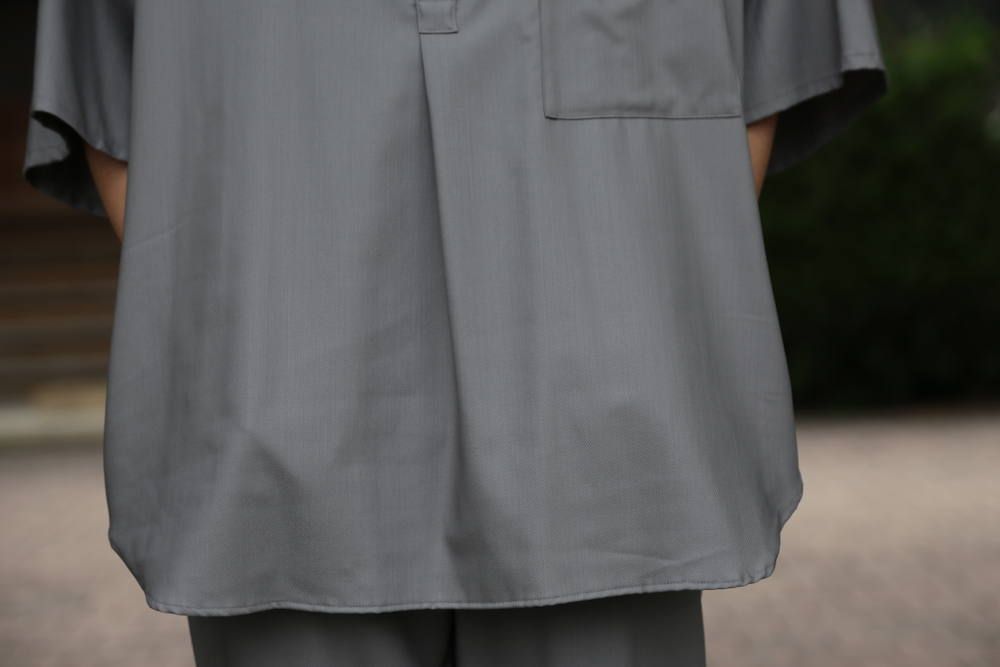 Graphpaper  Silk Wool Stand Collar York Short Sleeve Shirt"GRAY"SETUPstlye.2020.1.25