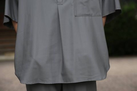 Graphpaper  Silk Wool Stand Collar York Short Sleeve Shirt"GRAY"SETUPstlye.2020.1.25