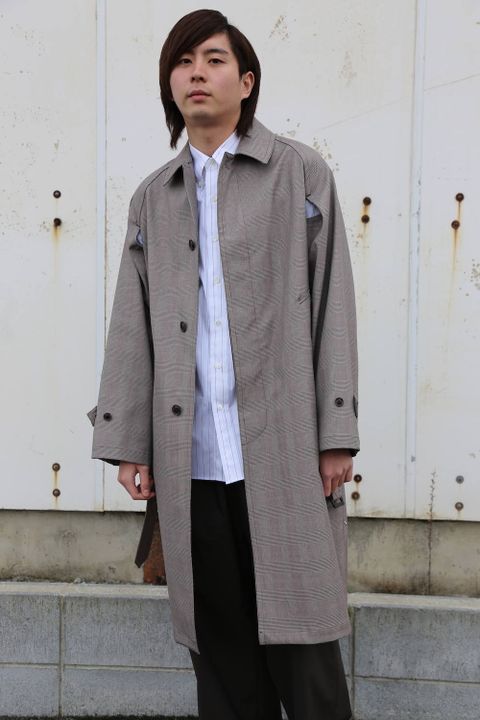 YOKE  DOWNSIZING BALL COLLAR COAT"GLEN CHECK"Style.2020.2.10.