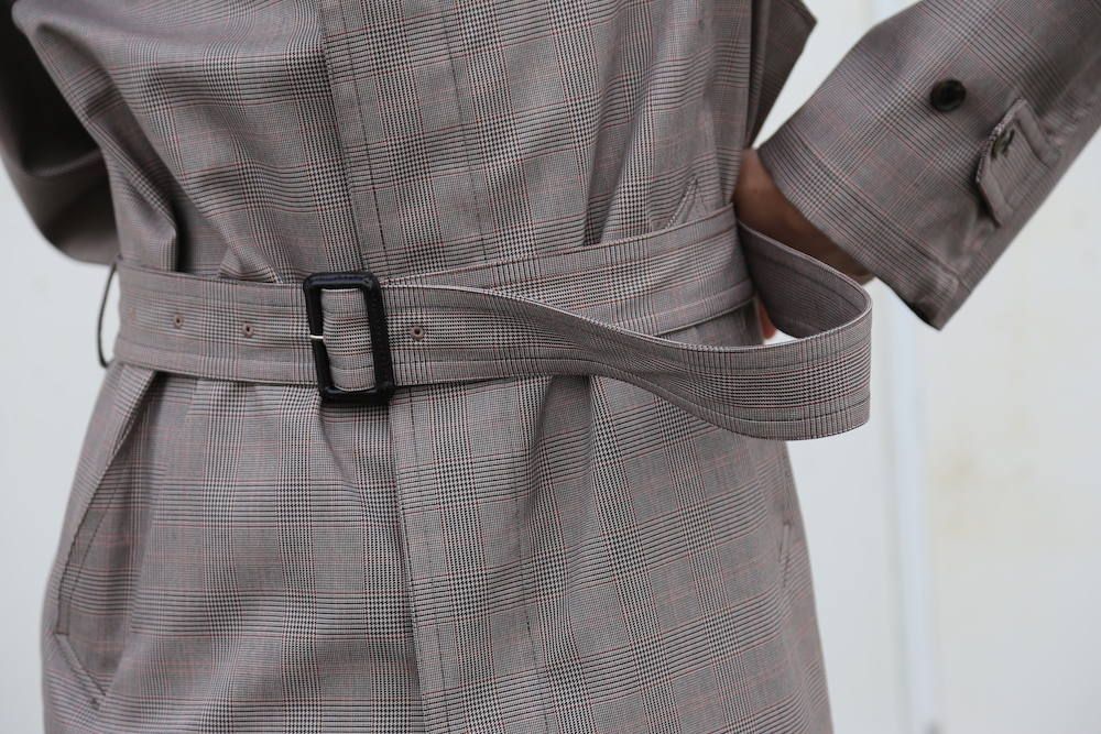 YOKE  DOWNSIZING BALL COLLAR COAT"GLEN CHECK"Style.2020.2.10.