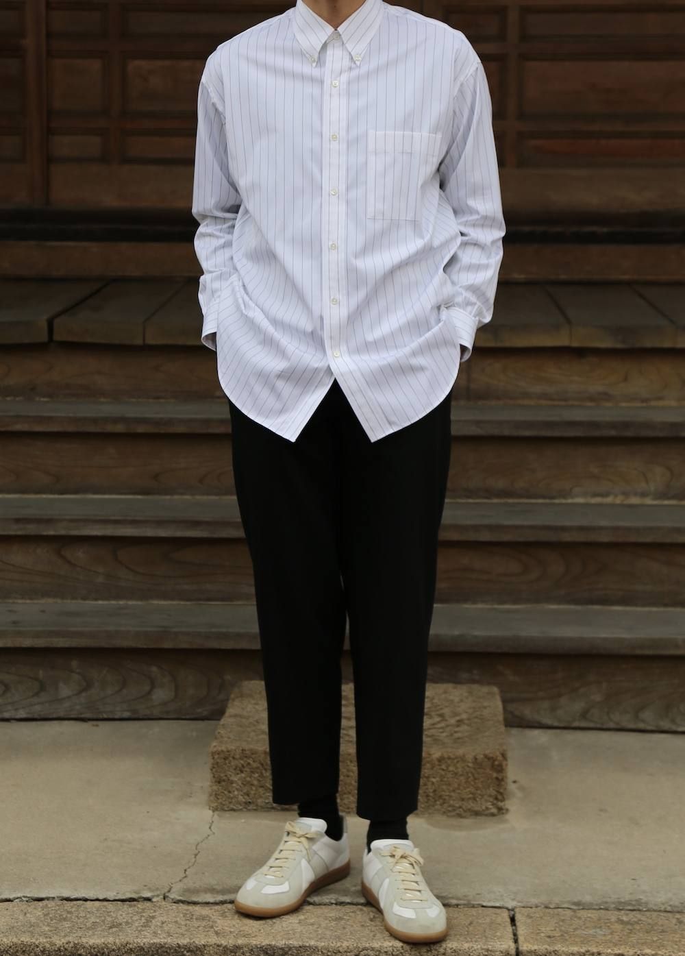 Graphpaper Thomas Mason L/S B.D  Box Shirt "BLACK"  style.2020.2.8.