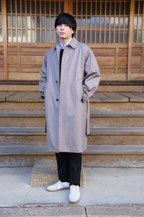YOKE DOWNSIZING BALL COLLAR COAT"GLEN CHECK"Style.2020.2.14.