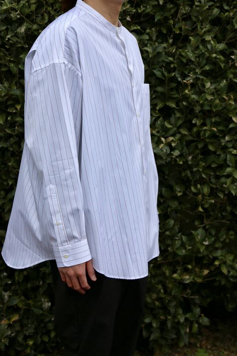 Graphpaper Thomas Mason Oversized Band Collar Shirt "RED  ST"  style.2020.2.8.