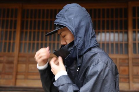 YOKE STAND COLLAR OVER COAT"BLACK"Style.2020.2.28.