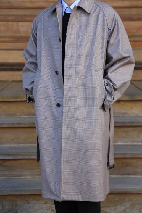 YOKE DOWNSIZING BALL COLLAR COAT"GLEN CHECK"Style.2020.2.14.