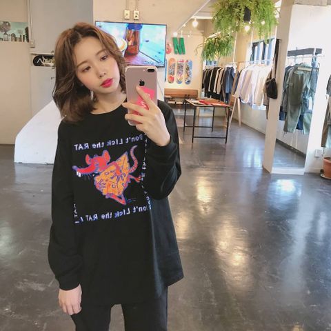 POGGY'S BOX SPRING SUMMER 2020 POGGYTHEMAN Don't Lick the Rat L/S T-SHIRTS"BLACK"style.2020.2.18