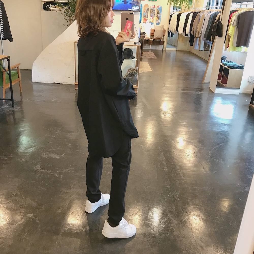 Dulcamara 新作 よそいきラウンドヘムシャツ-P"BLACK"stlye.2020.2.29